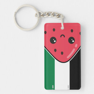 Cute Palestine flag with watermelon-Free Palestin  Key Ring