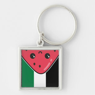 Cute Palestine flag with watermelon-Free Palestin  Key Ring