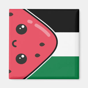 Cute Palestine flag with watermelon-Free Palestin  Magnet