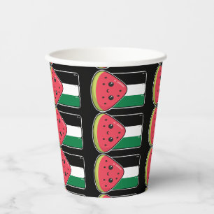 Cute Palestine flag with watermelon-Free Palestin Paper Cups