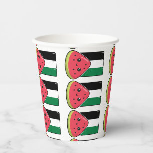 Cute Palestine flag with watermelon-Free Palestin Paper Cups