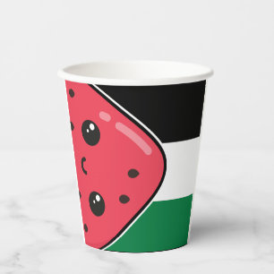 Cute Palestine flag with watermelon-Free Palestin Paper Cups