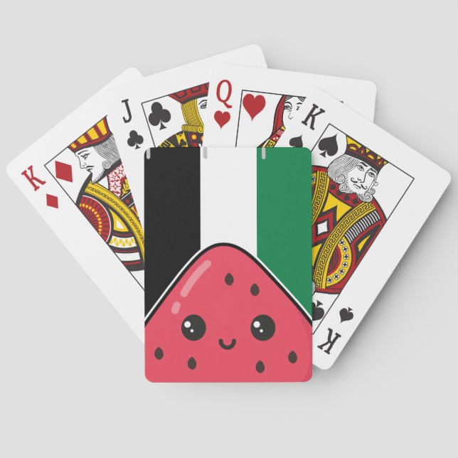 Cute Palestine flag with watermelon-Free Palestin  Playing Cards (Back)