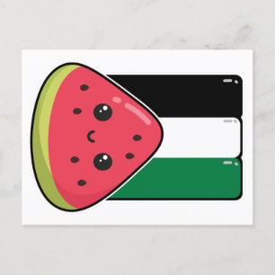 Cute Palestine flag with watermelon-Free Palestin  Postcard