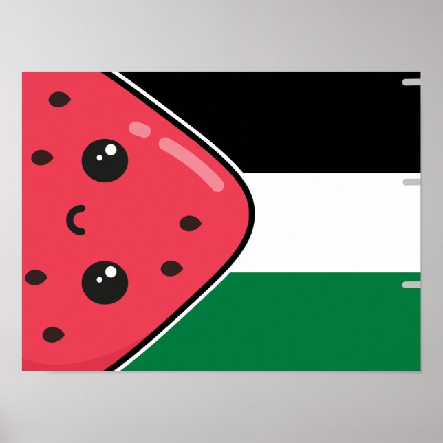 Cute Palestine flag with watermelon-Free Palestin  Poster (Front)
