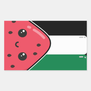 Cute Palestine flag with watermelon-Free Palestin  Rectangular Sticker