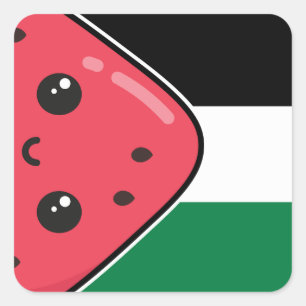 Cute Palestine flag with watermelon-Free Palestin  Square Sticker
