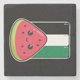 Cute Palestine flag with watermelon-Free Palestin Stone Coaster