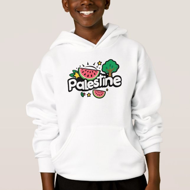Cute Palestine word surrounded by watermelons tree (Front)