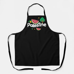 Cute Palestine word surrounded by watermelons tree Apron