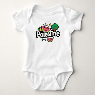 Cute Palestine word surrounded by watermelons tree Baby Bodysuit