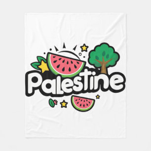 Cute Palestine word surrounded by watermelons tree Fleece Blanket