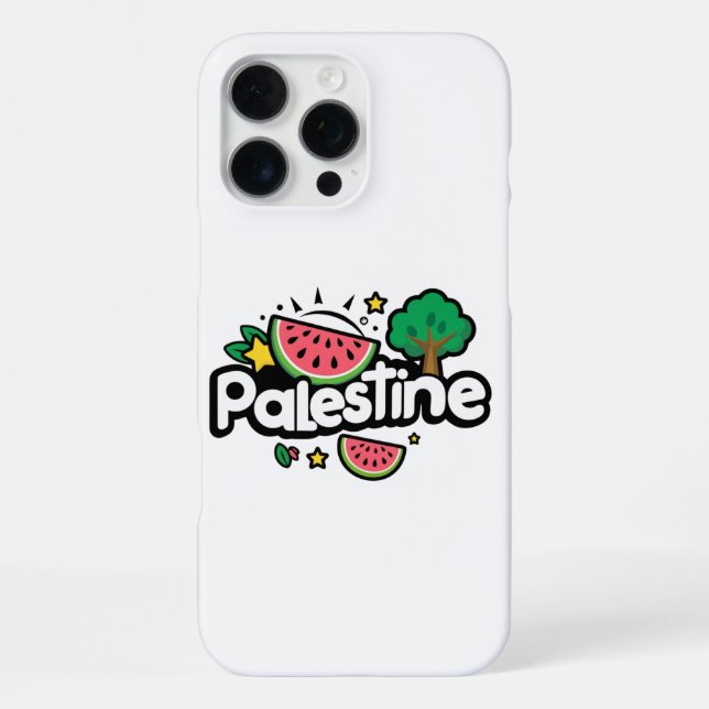 Cute Palestine word surrounded by watermelons tree iPhone Case (Back)