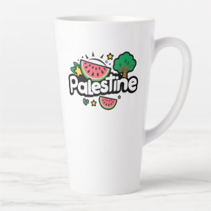 Cute Palestine word surrounded by watermelons tree Latte Mug