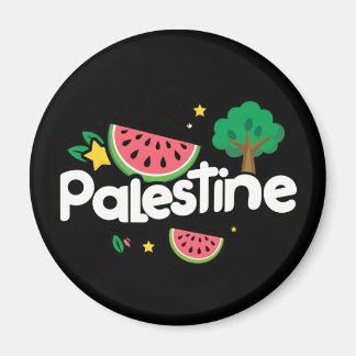 Cute Palestine word surrounded by watermelons tree Magnet