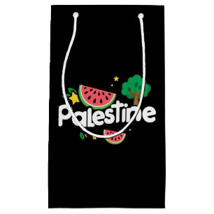 Cute Palestine word surrounded by watermelons tree Small Gift Bag