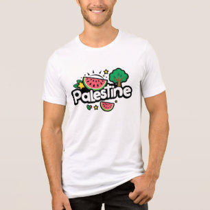 Cute Palestine word surrounded by watermelons tree Tri-Blend Shirt