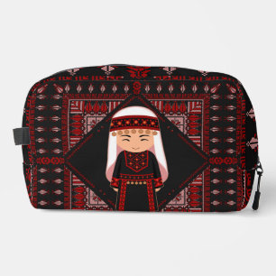 cute Palestinian girl Embroidery red tatreez   Dopp Kit