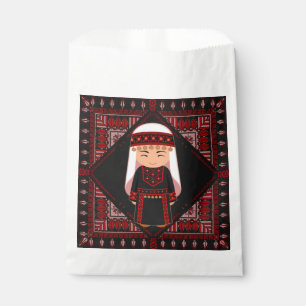 cute Palestinian girl Embroidery red tatreez Favour Bags