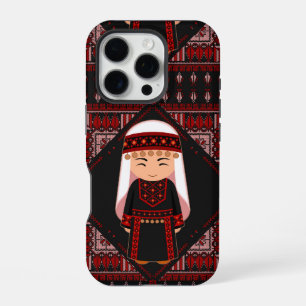 cute Palestinian girl Embroidery red tatreez iPhone 16 Pro Case