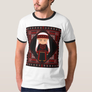 cute Palestinian girl Embroidery red tatreez T-Shirt