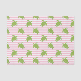 Cute Palm Beach Pink Stripes and Turtles Tissue Paper