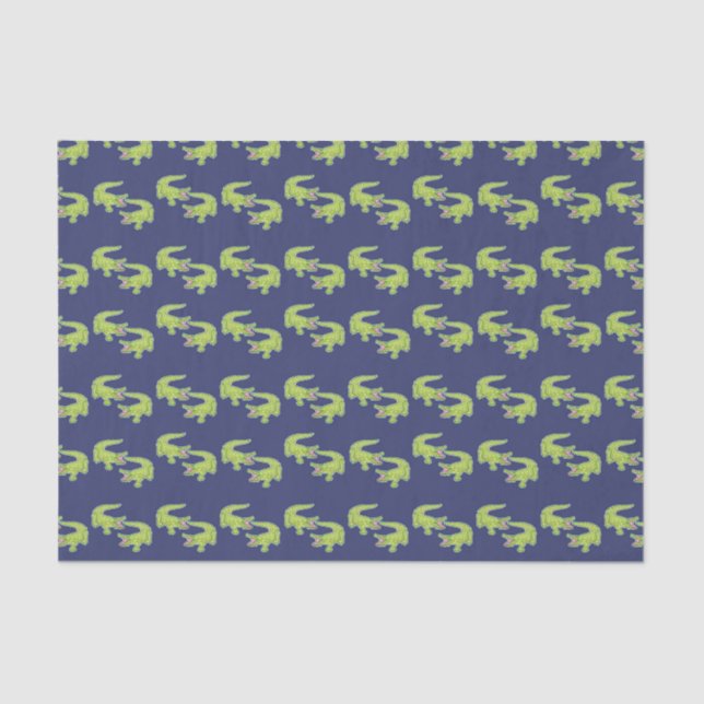 Cute Palm Beach Preppy Alligators Tissue Paper (Front)