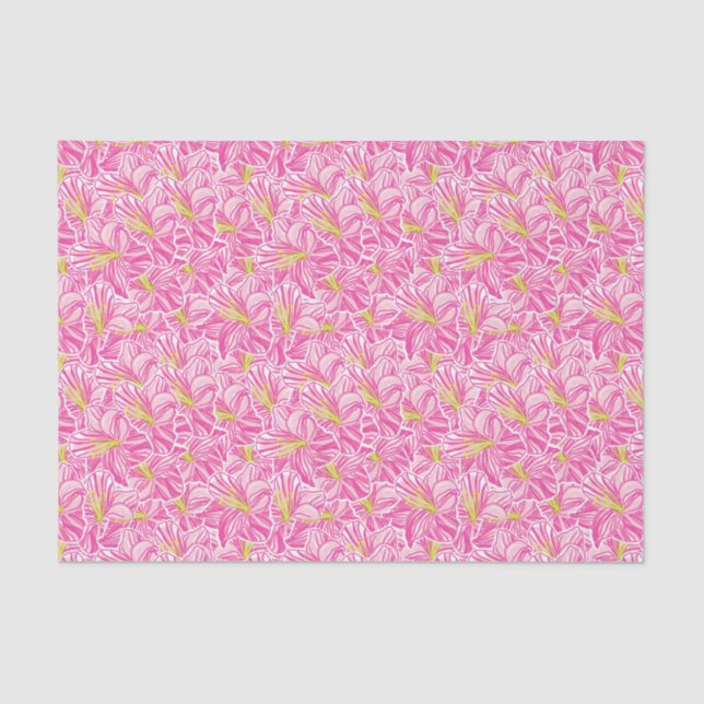 Cute Palm Beach Tropical Pink Hibiscus Flowers Tissue Paper (Front)