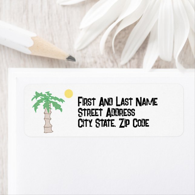 Cute Palm Tree and Beach Cartoon, Fun Sunny Island (Insitu)