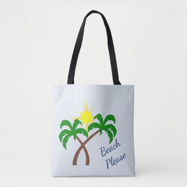 Cute Palm Tree Beach Please Tote Bag (Front)