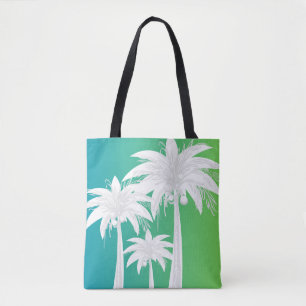Cute Palm Tree Blue Green Ombre Preppy Tote Bag