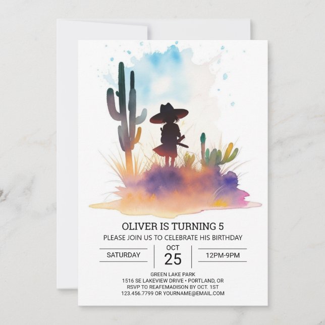 Cute Pampas Grass Cowboy Birthday Invitation (Front)