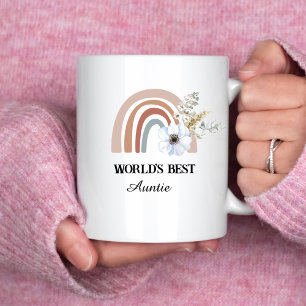 Cute pampas grass rainbow world's best auntie mug