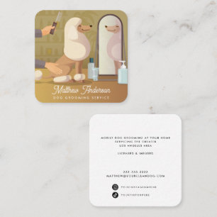 Cute Pampered Dog Groomer Pet Care Square Business Card