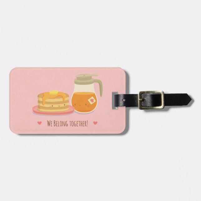 Cute Pancake and Maple Syrup Couple Luggage Tag (Front Horizontal)