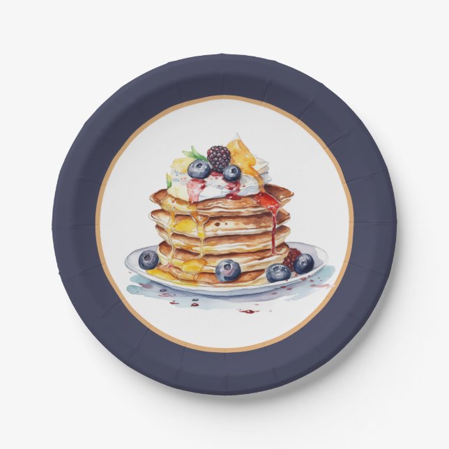 Cute pancake breakfast party paper plate (Front)