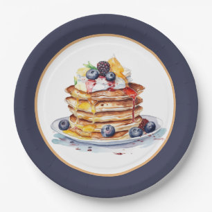 Cute pancake breakfast party paper plate