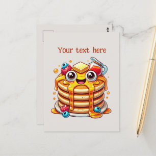 Cute pancake lovers customise postcard