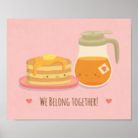 Cute Pancakes and Maple Syrup Kitchen Wall Decor