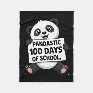 Cute Panda 100 Days At School Fleece Blanket