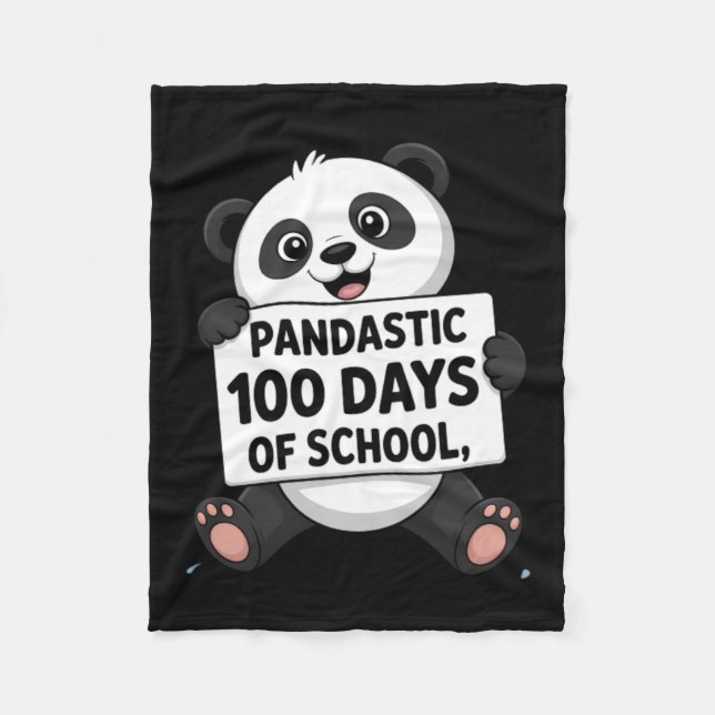 Cute Panda 100 Days At School Fleece Blanket (Front)