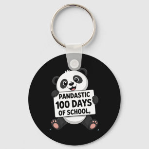 Cute Panda 100 Days At School Key Ring