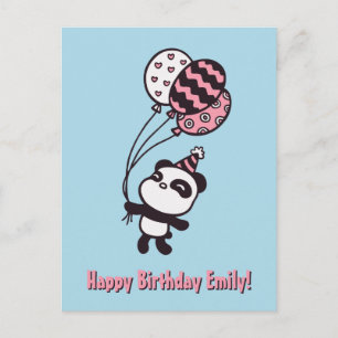 Cute Panda and Balloons, Happy Birthday Card
