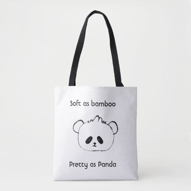 Cute Panda And Bamboo Quote Tote Bag  (Front)