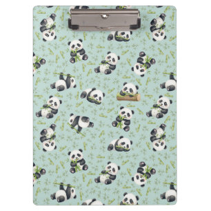 Cute Panda and Bamboo Seamless Pattern Clipboard