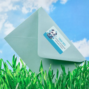 Cute Panda and Blue Boba Bubble Tea Label