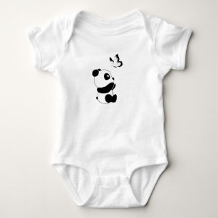 Cute Panda and Butterfly Baby Bodysuit