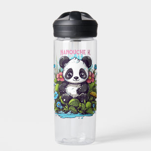 cute panda and flowers water bottle