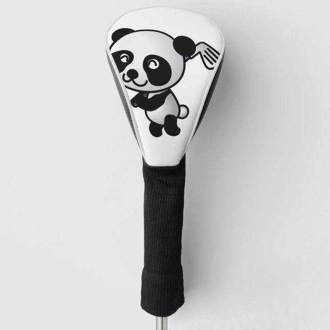 cute panda and golf club golf head cover (Front)