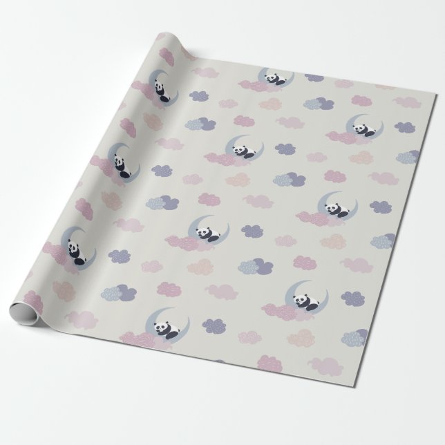 Cute panda and moon wrapping paper (Unrolled)